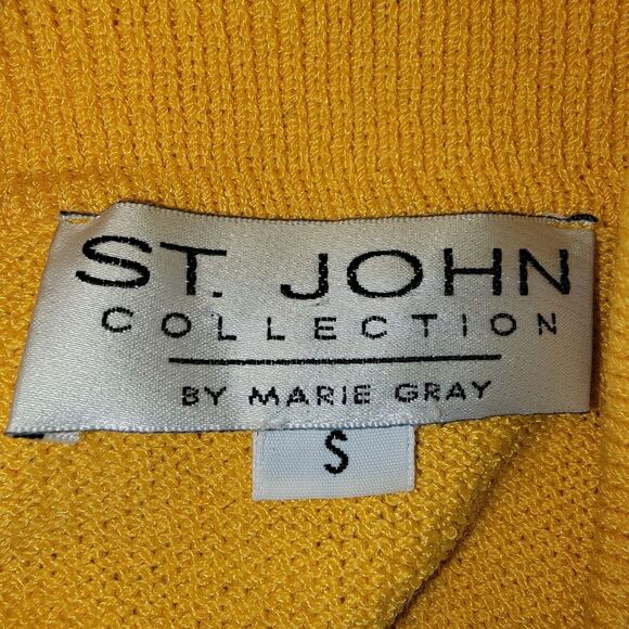 St. John Collection By Marie Gray Yellow Knit Zip Up Cardigan Sweater Size Small - Picture 7 of 8